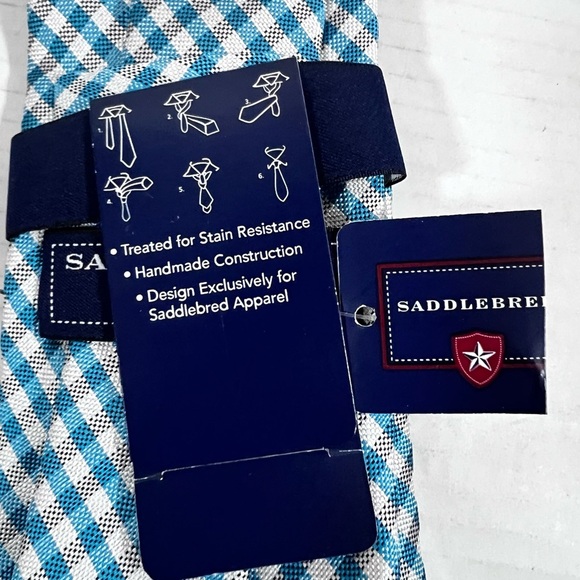 Saddlebred Handmade Neckwear Tie Blue & White 60 inches - Picture 3 of 10